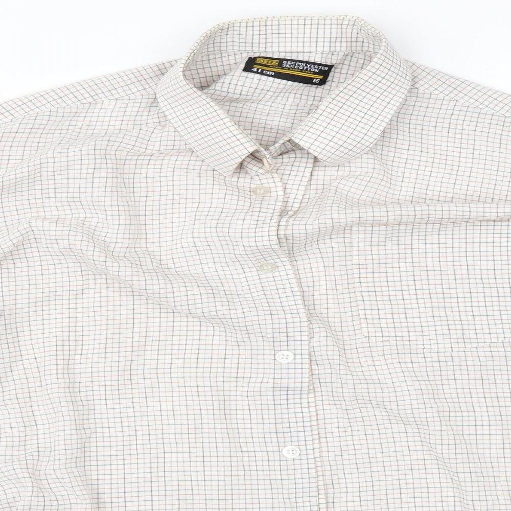 BHS Mens Beige Check   Button-Up Size 16