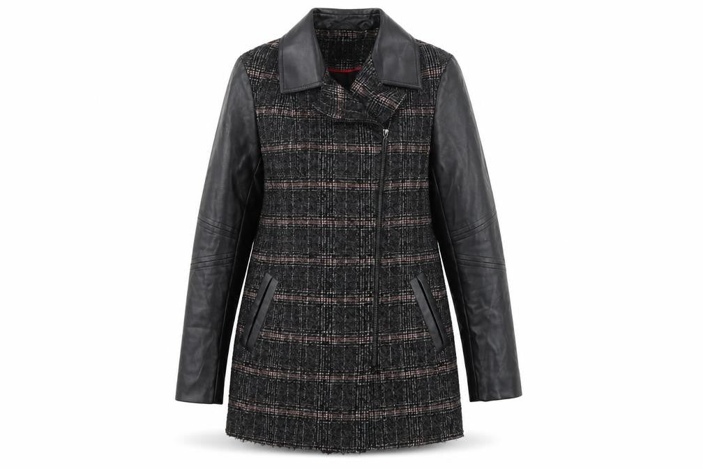 TU Womens Black Geometric  Jacket Coat Size 10