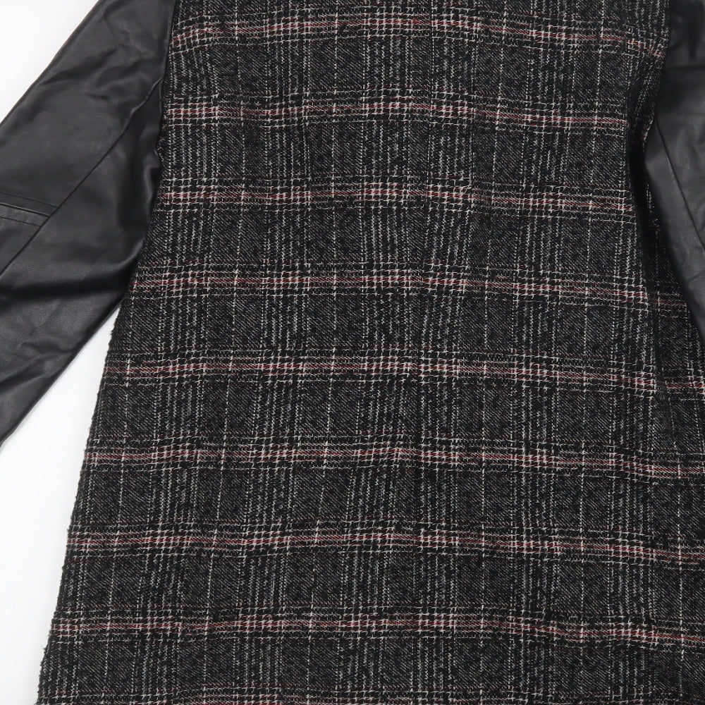 TU Womens Black Geometric  Jacket Coat Size 10