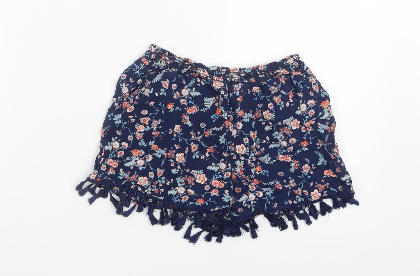 Shosho Girls Blue Floral  Boyfriend Shorts Size 7-8 Years