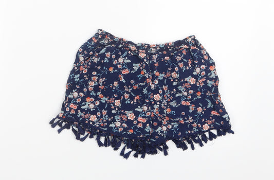 Shosho Girls Blue Floral  Boyfriend Shorts Size 7-8 Years