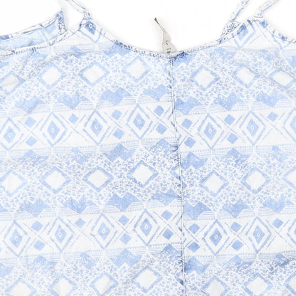 Denim & Co. Womens Blue Geometric  Basic Blouse Size 10