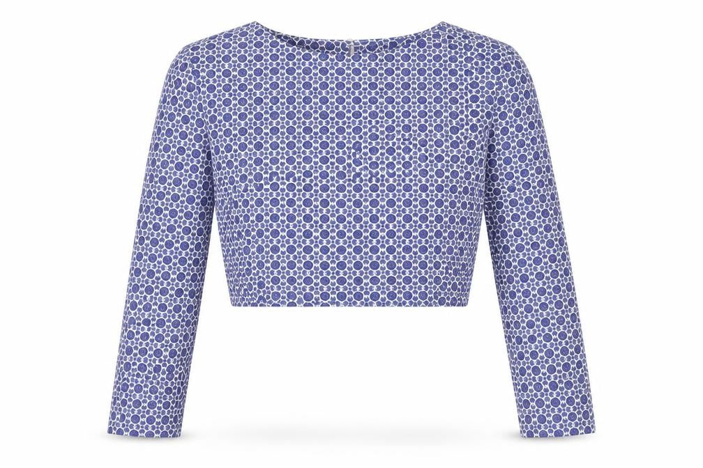 ASOS Womens Blue Geometric  Cropped Blouse Size 16