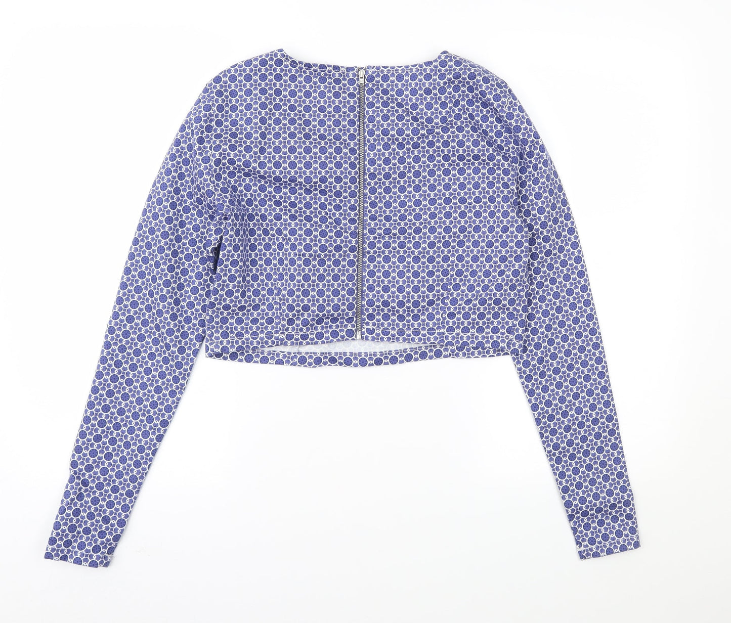 ASOS Womens Blue Geometric  Cropped Blouse Size 16