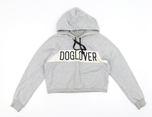 Preworn Womens Grey   Pullover Hoodie Size M  - cropped dog lover