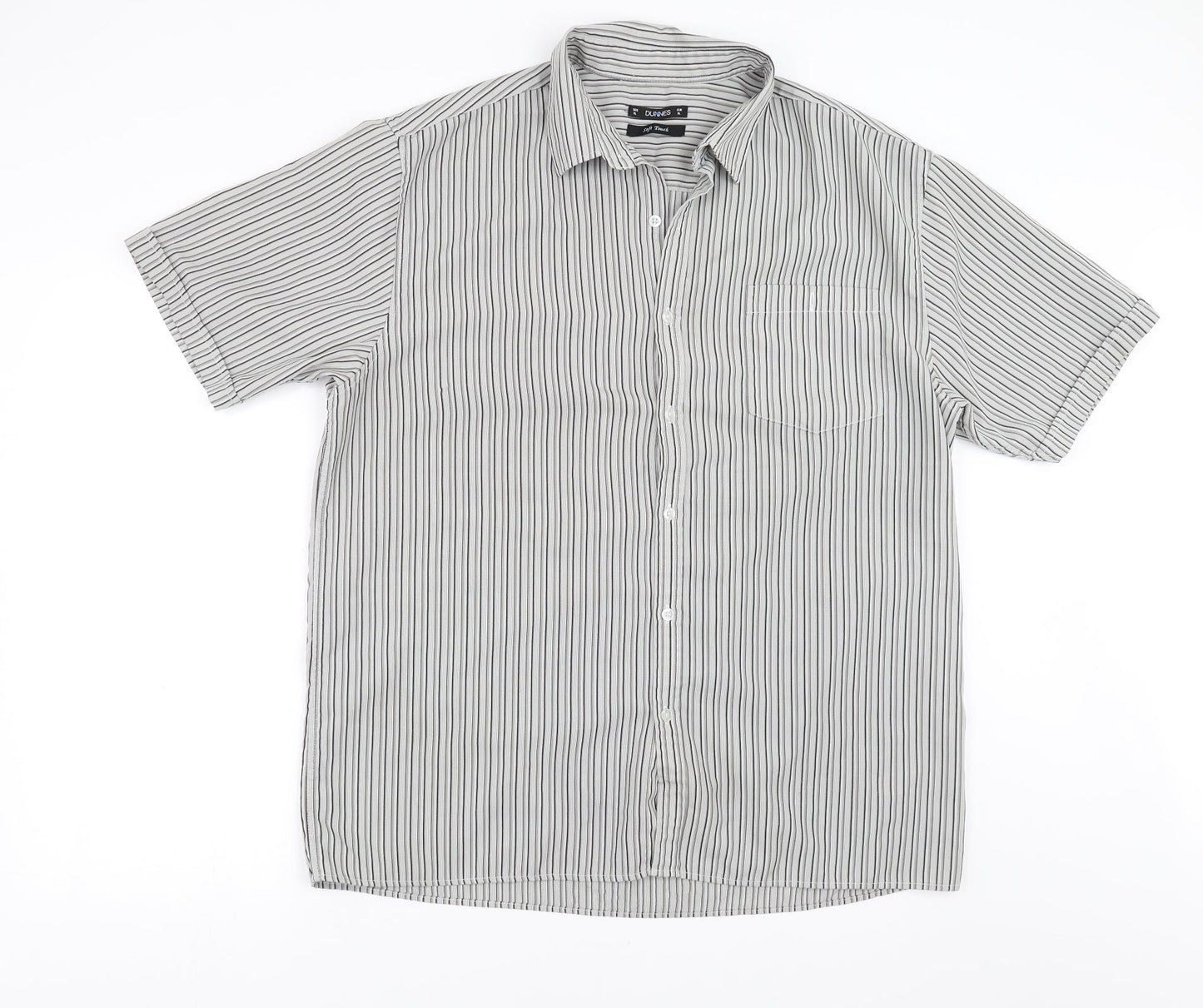 Dunnes Stores Mens Grey Striped   Button-Up Size XL