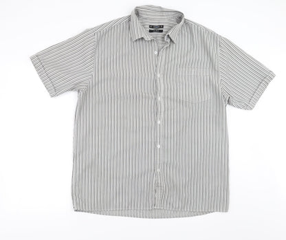 Dunnes Mens Grey Striped   Button-Up Size XL
