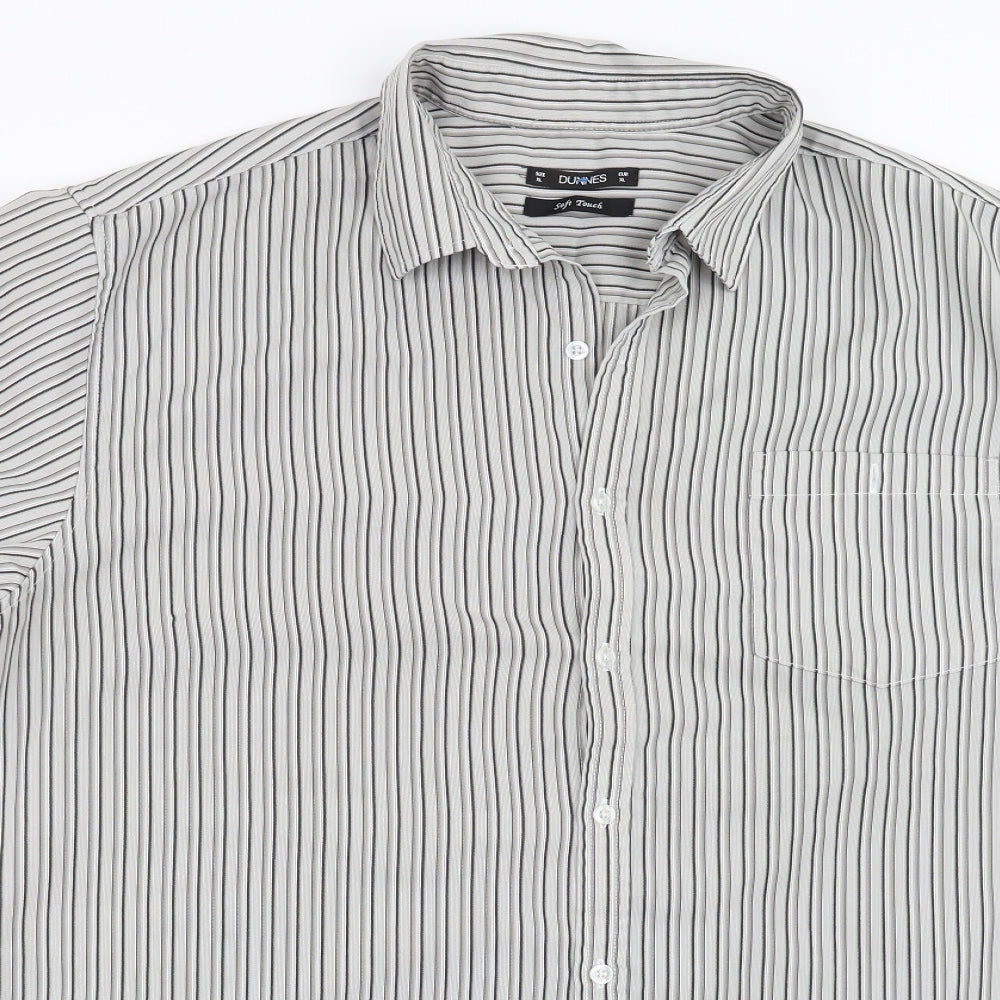 Dunnes Stores Mens Grey Striped   Button-Up Size XL