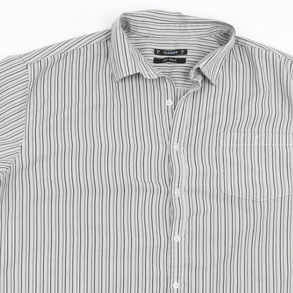 Dunnes Mens Grey Striped   Button-Up Size XL