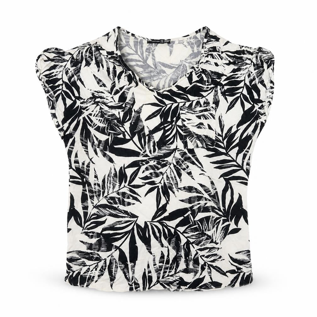 Primark Womens Ivory Floral  Basic Blouse Size 10  - Leaf Pattern