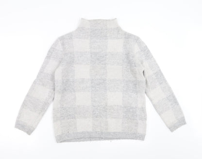 Preloved Peacocks Womens Grey Check  Pullover Jumper Size M - Front