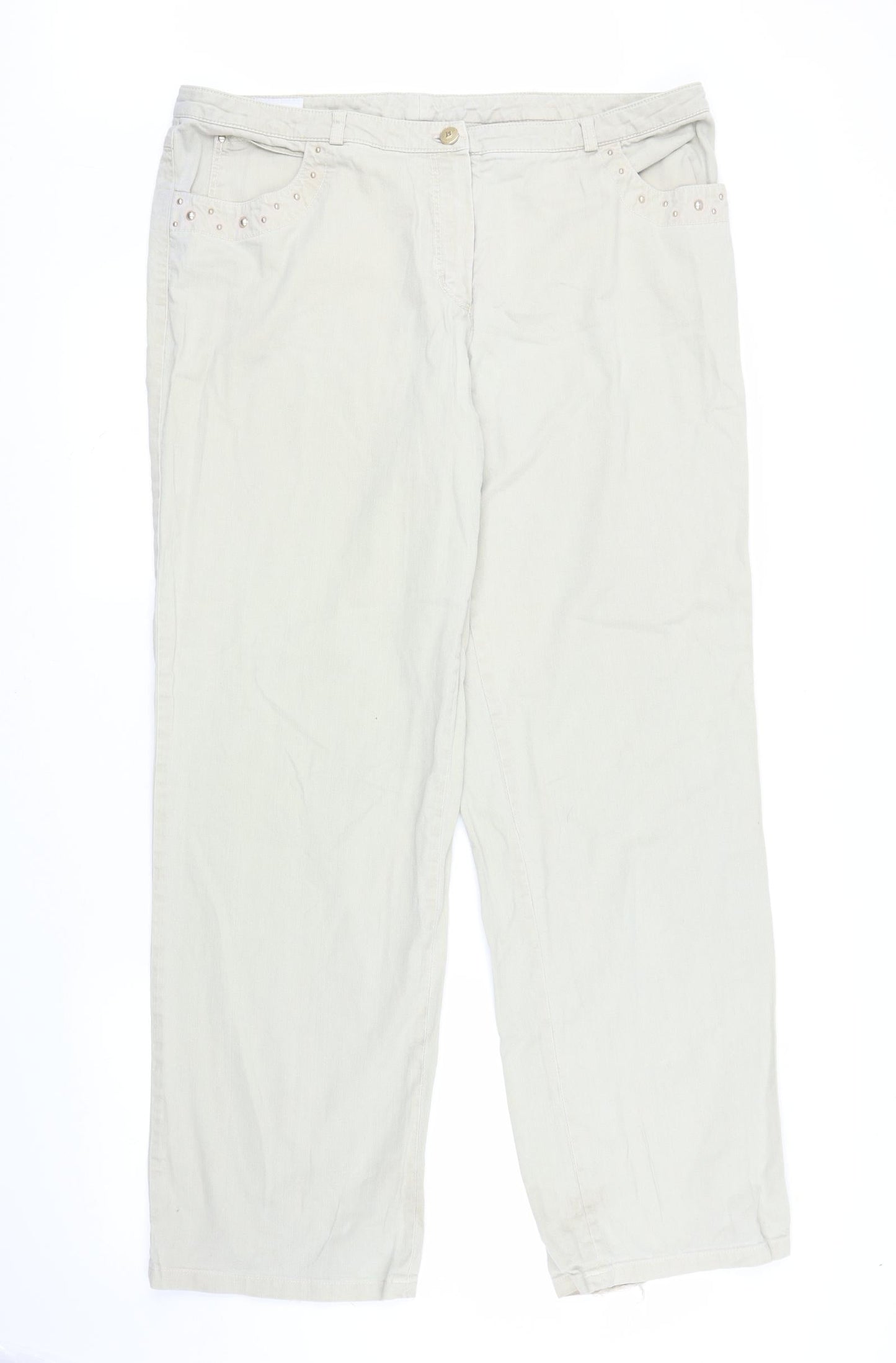 Basler Womens Beige  Denim Straight Jeans Size M L30 in