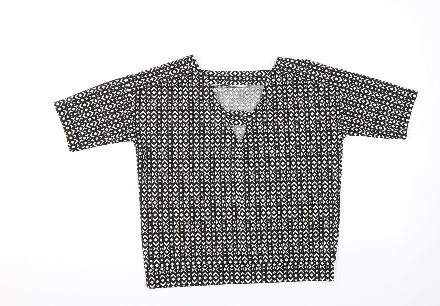 Next  Womens Black Argyle/Diamond  Basic T-Shirt Size 10