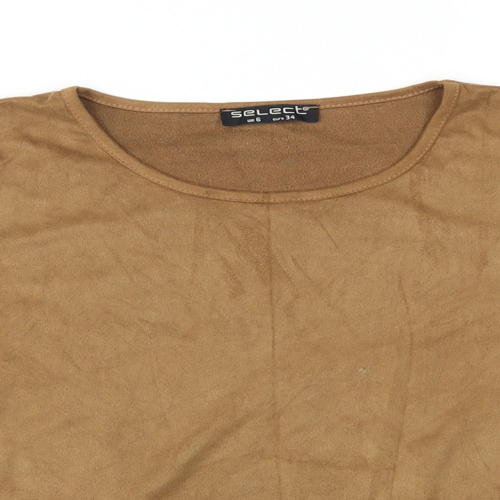 Select Womens Brown   Basic T-Shirt Size 6