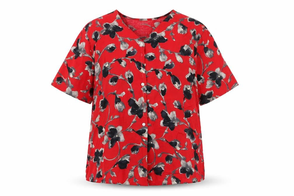 OPUS Womens Red Floral  Basic Button-Up Size 16