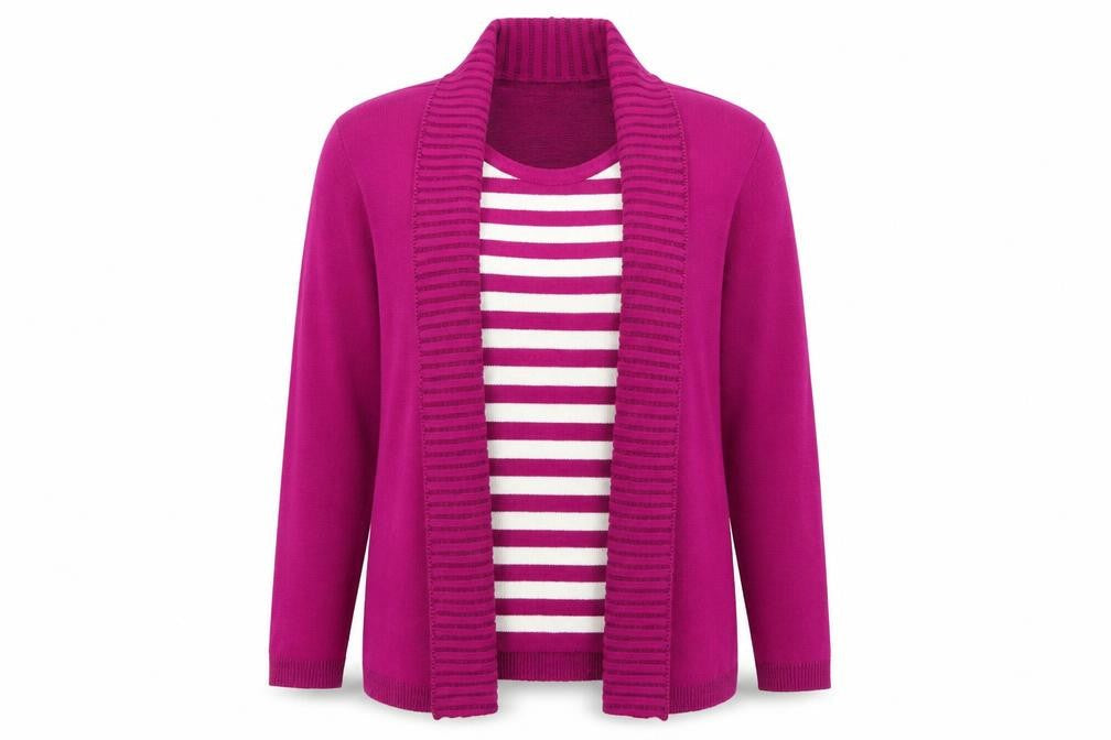Impressions Womens Pink Striped Knit Pullover Jumper Size M