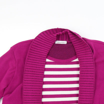 Impressions Womens Pink Striped Knit Pullover Jumper Size M