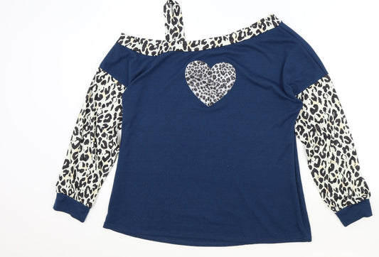 Preworn Womens Blue Animal Print  Pullover Jumper Size XL