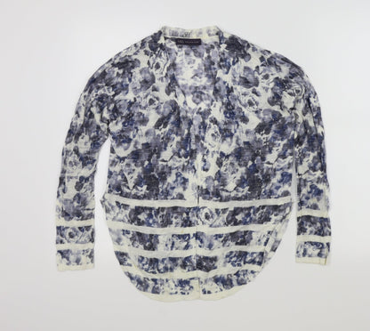 Marks & Spencer Womens White Geometric  Cardigan Jumper Size S
