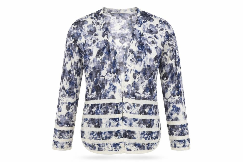 Marks & Spencer Womens White Geometric  Cardigan Jumper Size S