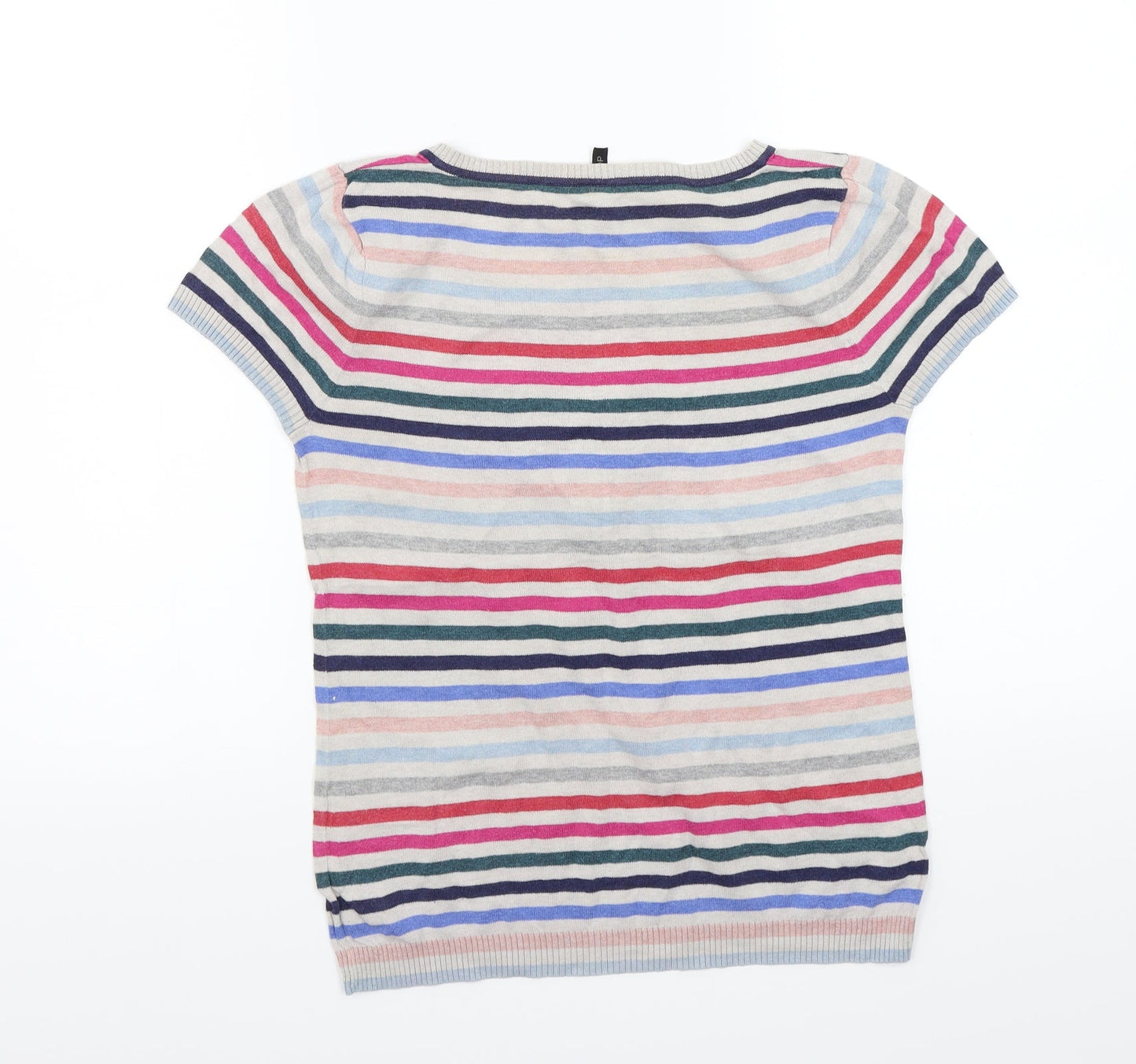 Topshop Womens Grey Striped  Basic T-Shirt Size 8