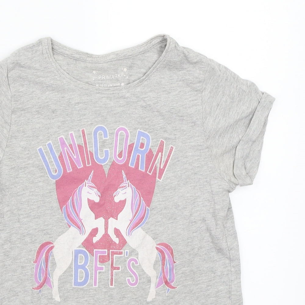 Primark Girls Grey   Basic T-Shirt Size 11 Years