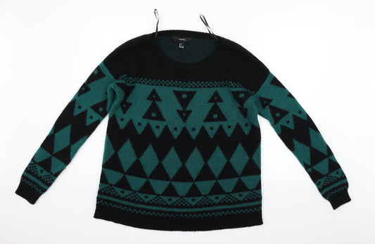 FOREVER 21 Womens Green Geometric  Pullover Jumper Size S