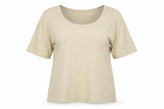 Aria Womens Beige   Basic T-Shirt Size 16