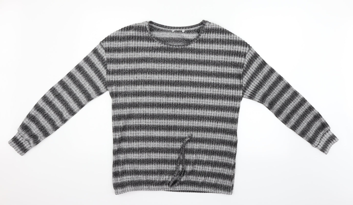 Matalan Womens Grey Striped  Pullover Jumper Size 14