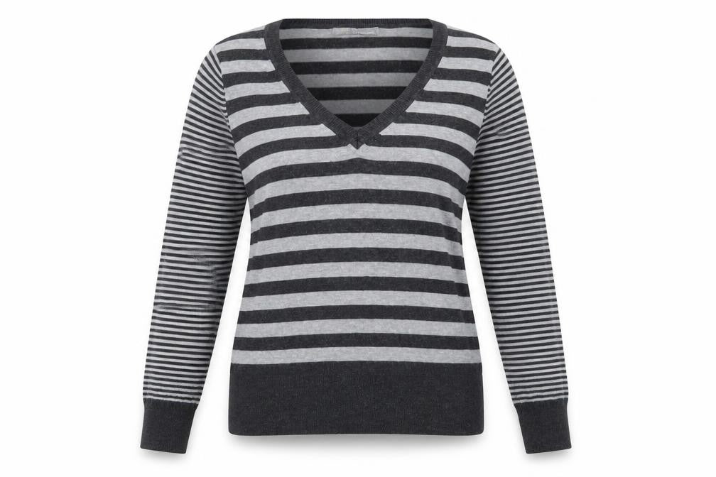 Marks & Spencer Womens Grey Striped  Pullover Jumper Size 12