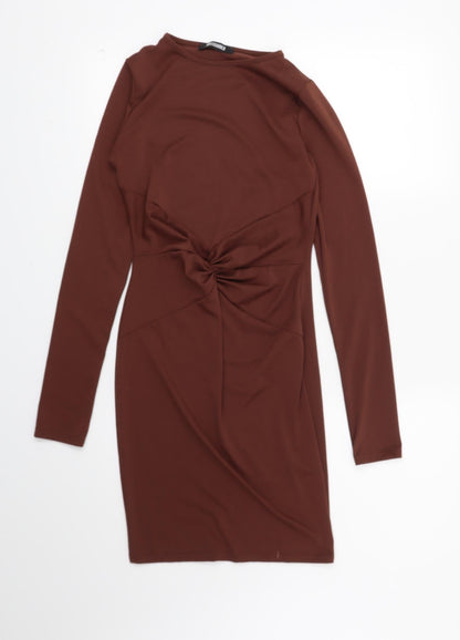 Additional front view of Missguided women’s brown bodycon, size UK 6