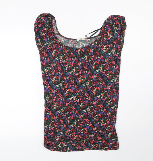 New Look Womens Black Floral  Basic Blouse Size 10