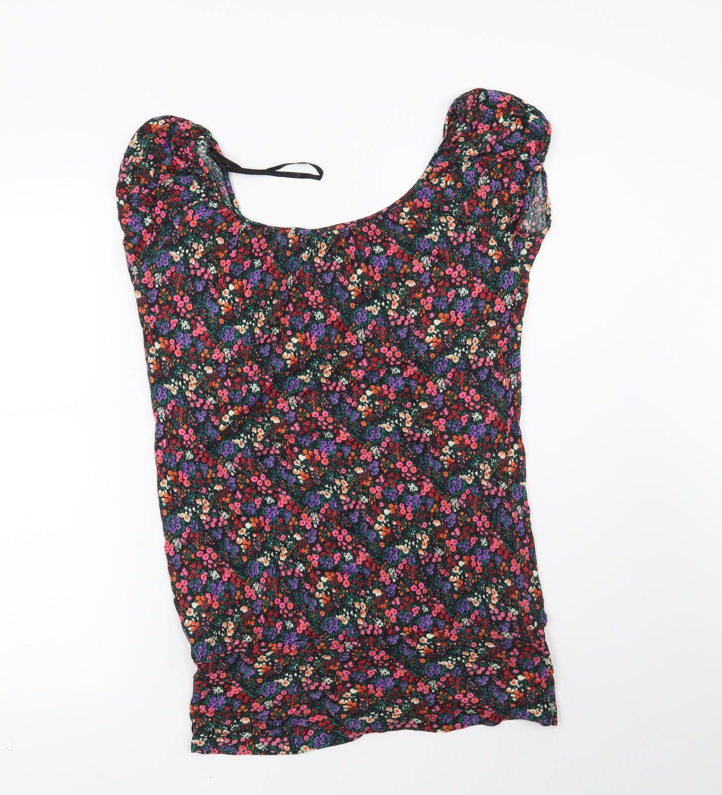 New Look Womens Black Floral  Basic Blouse Size 10