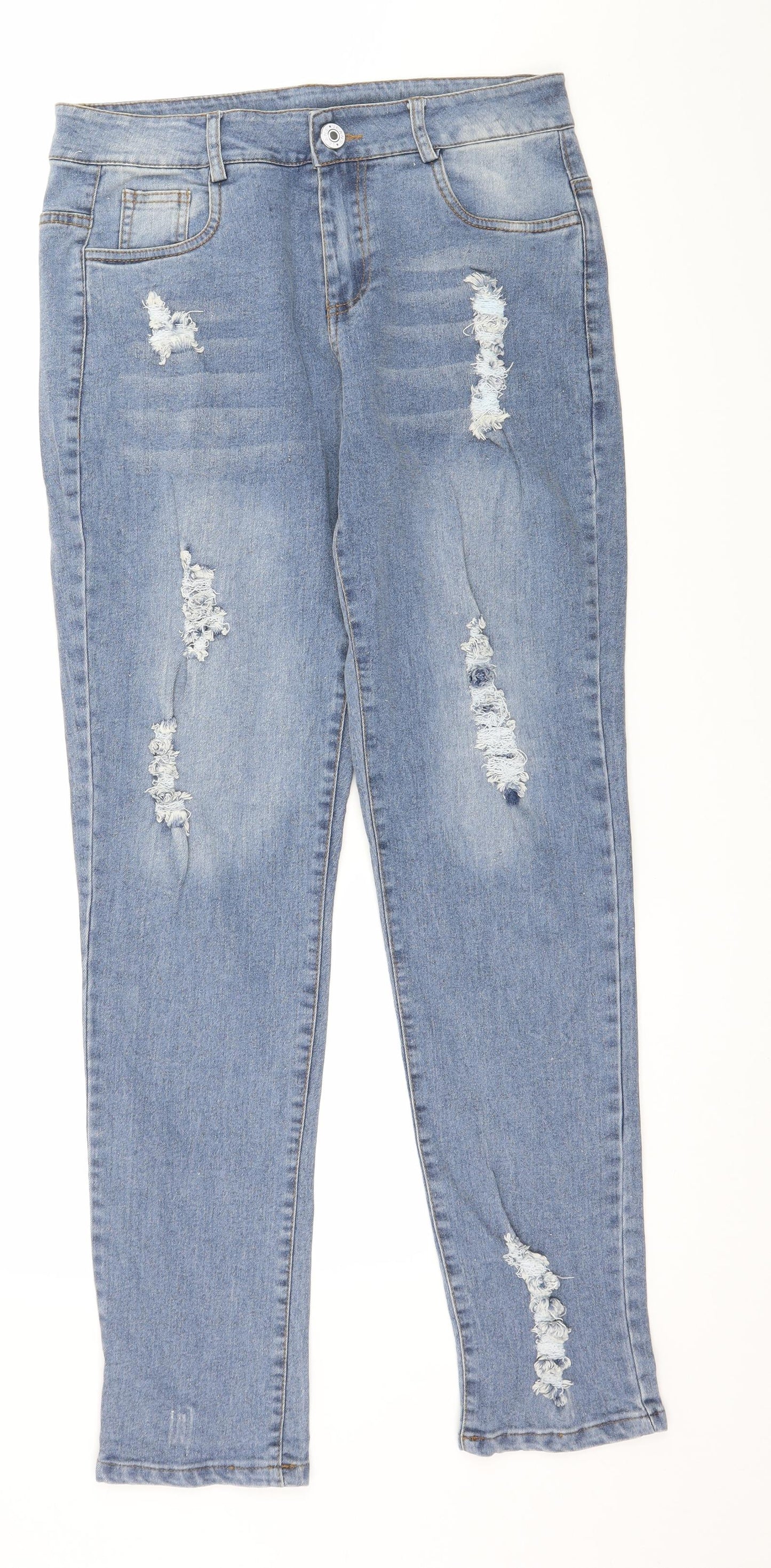 Preworn Womens Blue  Denim Straight Jeans Size 32 in L30 in