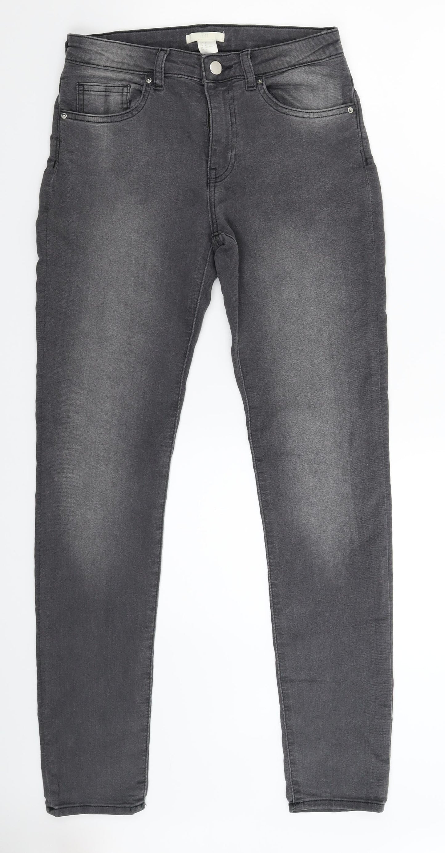 H&M Womens Grey  Denim Jegging Jeans Size 10 L29 in