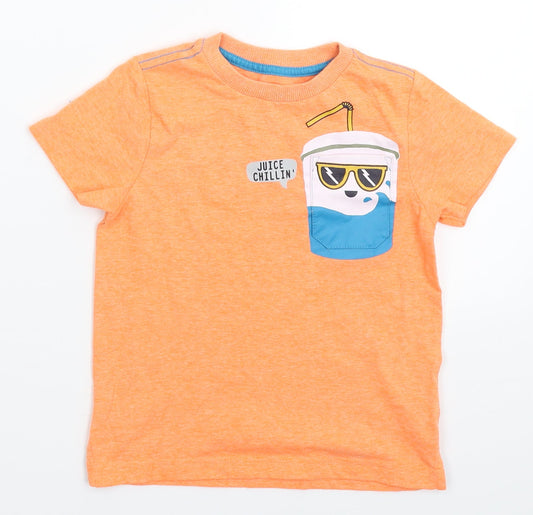 F&F Boys Orange   Basic T-Shirt Size 3-4 Years