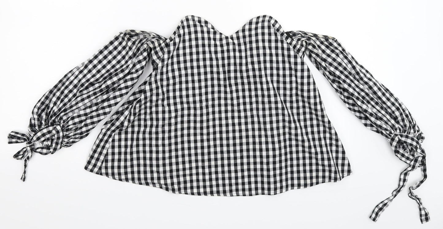 New Look Womens Multicoloured Check  Basic Blouse Size 8