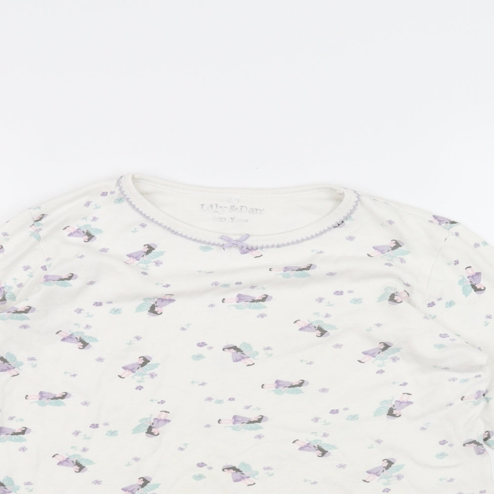 Lily & dan Girls White   Basic T-Shirt Size 9-10 Years