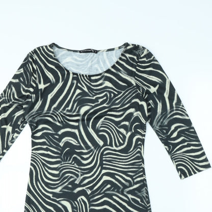 Close-up detail of Atmosphere women’s black geometric mini, size UK 10