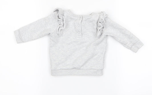 m&s Girls Grey   Basic T-Shirt Size 3-6 Months