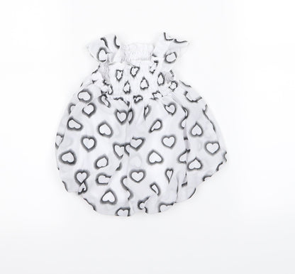 Additional front view of bon beb girls’ grey animal print a-line, size 6-9, months
