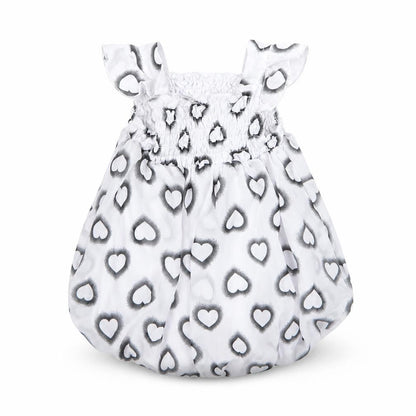 Front view of bon beb girls’ grey animal print a-line, size 6-9, months