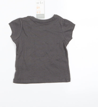 Preloved Primark Girls Green   Basic T-Shirt Size 3-6 Months  - FUN - Back