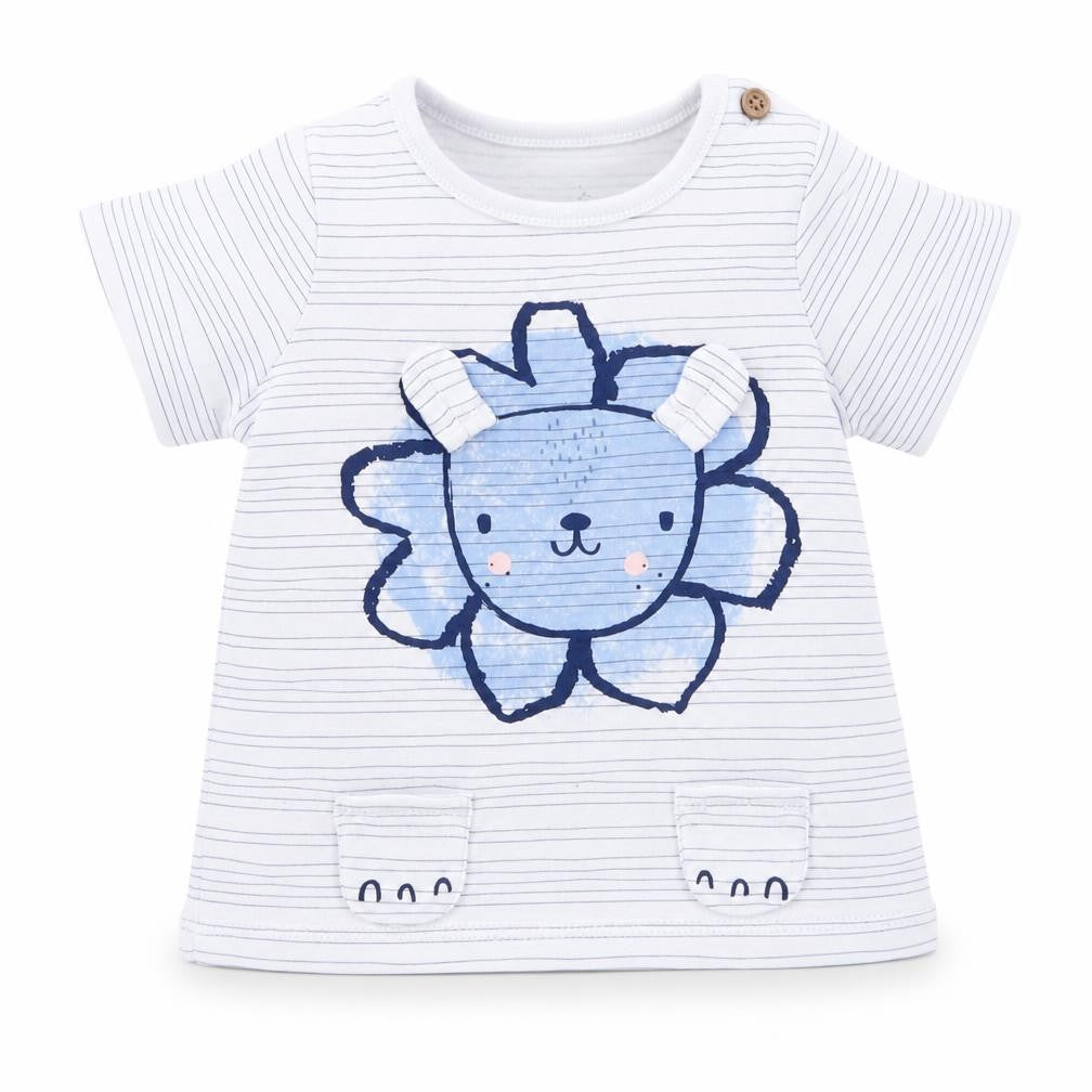 F&F Baby White Striped  Basic T-Shirt Size 0-3 Months  - lion