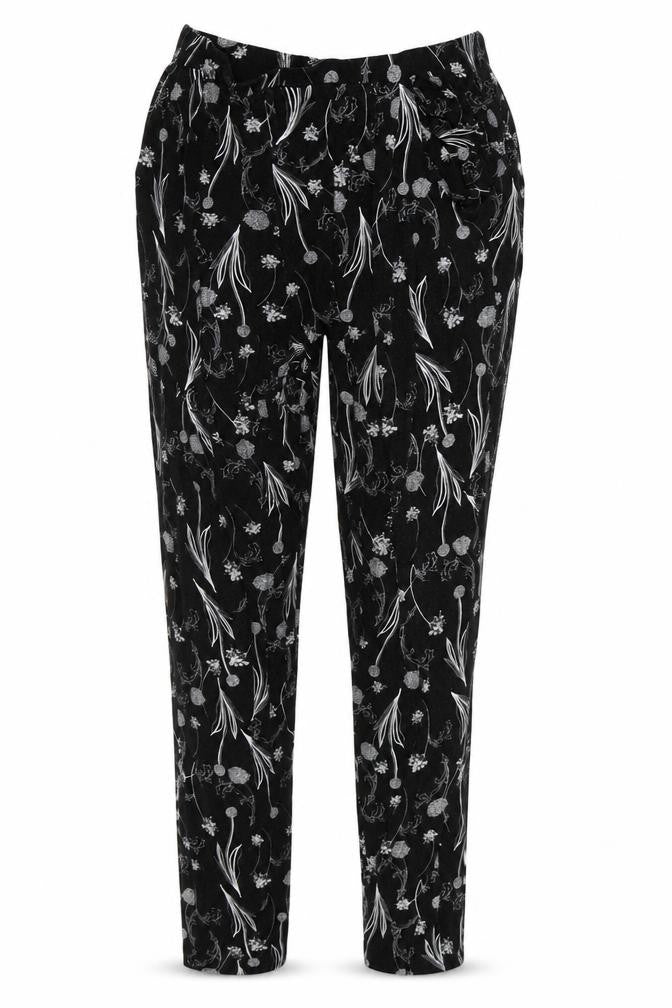 Preworn Womens Black Floral  Jogger Trousers Size 14 L24 in