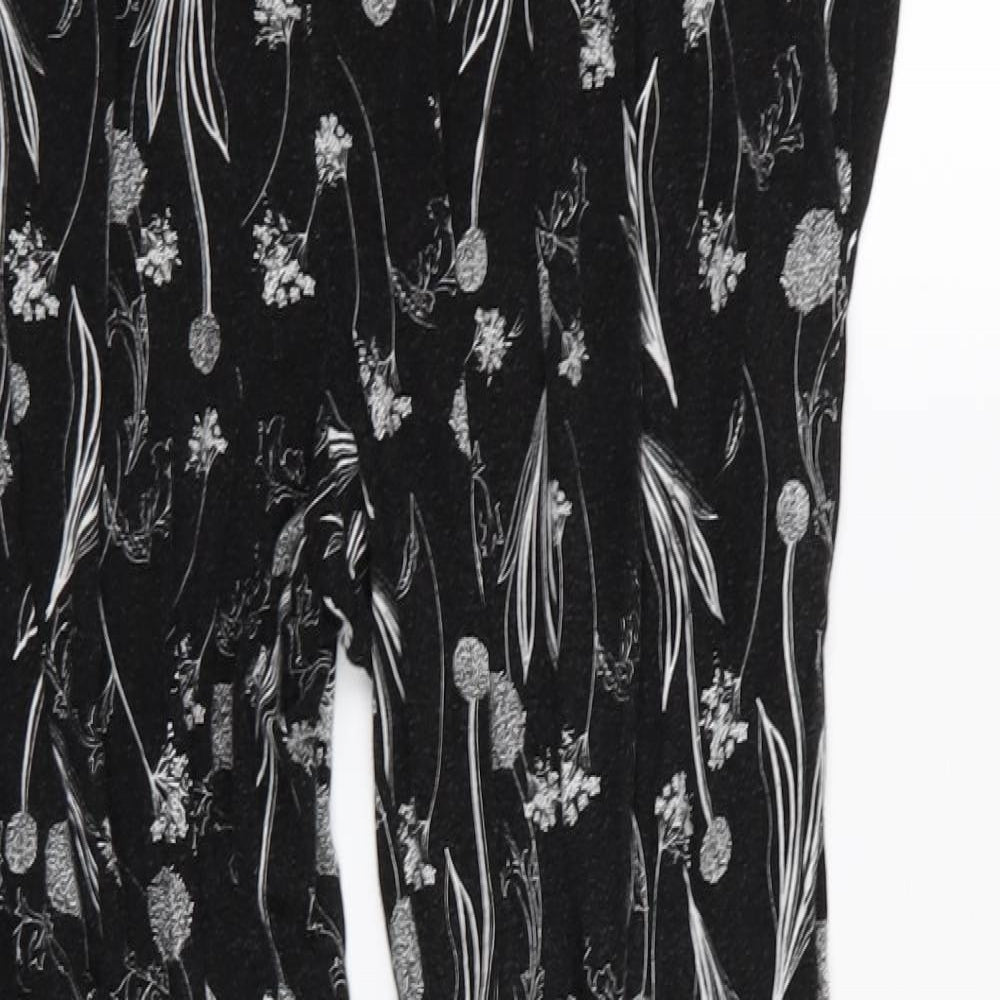 Preworn Womens Black Floral  Jogger Trousers Size 14 L24 in