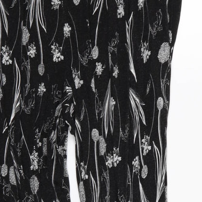 Preworn Womens Black Floral  Jogger Trousers Size 14 L24 in