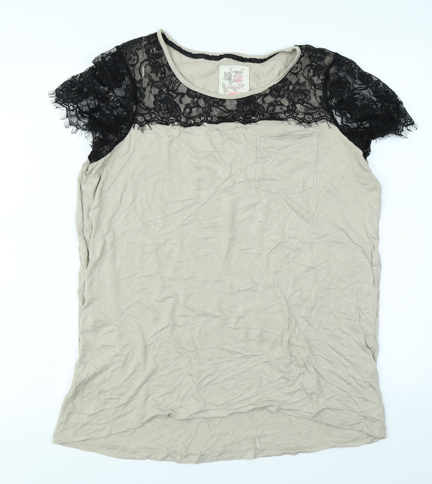 NEXT Womens Beige   Basic T-Shirt Size 16  - Lace sleeves