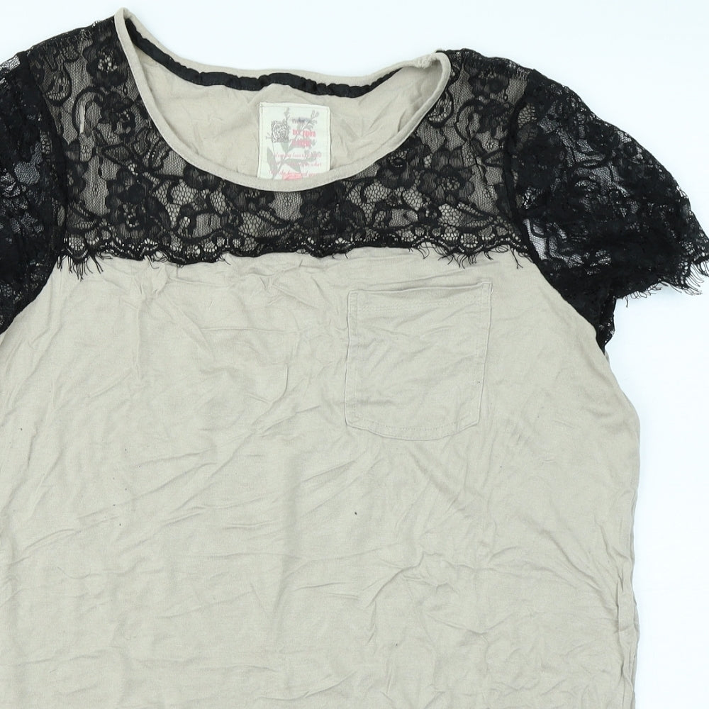NEXT Womens Beige   Basic T-Shirt Size 16  - Lace sleeves
