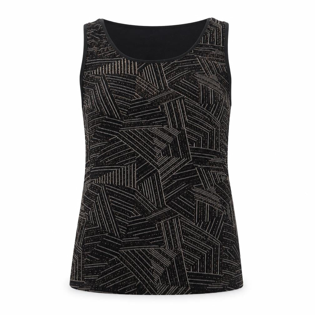 Roman Womens Black Geometric  Basic Blouse Size S